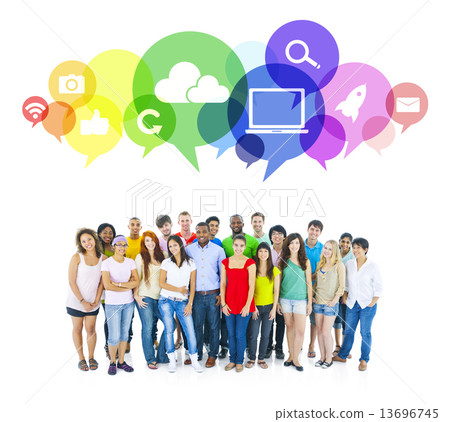 Large group of Student of Social Networking Large group of Student of Social Networking 13696745