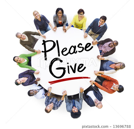 Group of People Holding Hands Around Please Give 13696788
