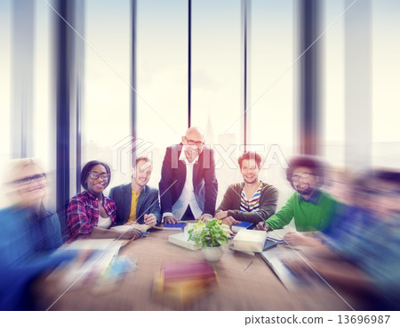 Business People Meeting Seminar Sharing Talking Thinking Concept 13696987