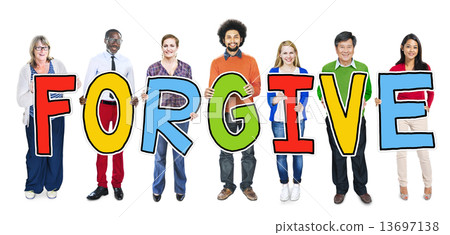 Group of People Standing Holding Forgive Letter 13697138