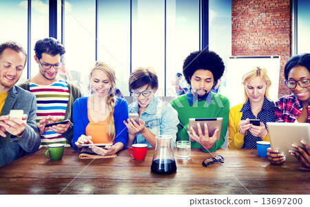 Diverse People Digital Devices Wireless Communication Concept Diverse People Digital Devices Wireless Communication Concept 13697200