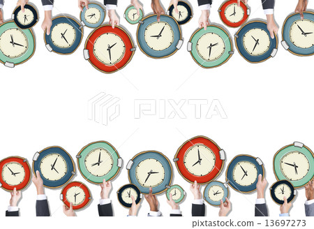 Group of People Holding Clocks 13697273