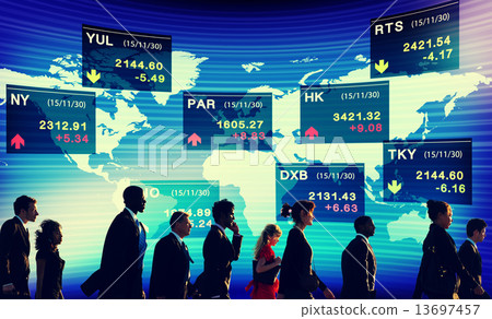 Group of Business People Stock Market Concept Group of Business People Stock Market Concept 13697457