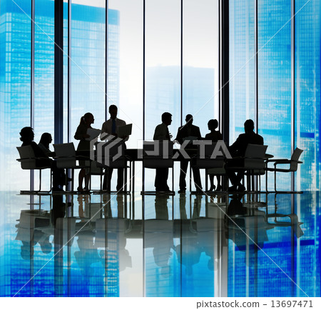Silhouette Group of Business People Meeting Concept Silhouette Group of Business People Meeting Concept 13697471