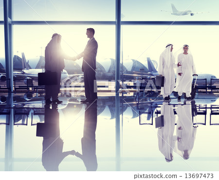 Group of People Airport Business Travel Communication Concept Group of People Airport Business Travel Communication Concept 13697473