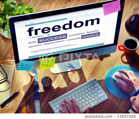 Man Reading the Definition of Freedom 13697488