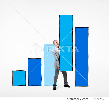Businessman Working on a Bar Graph Businessman Working on a Bar Graph 13697526