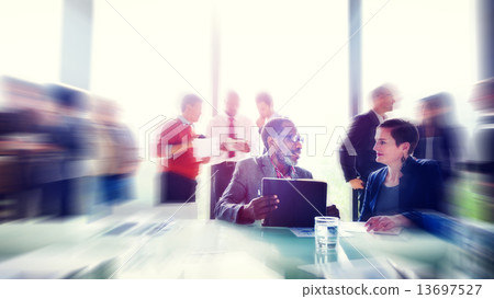 Business People Meeting Seminar Sharing Talking Thinking Concept 13697527