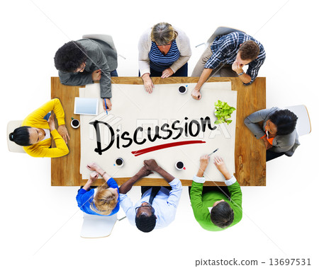 Aerial View with People and Text Discussion 13697531