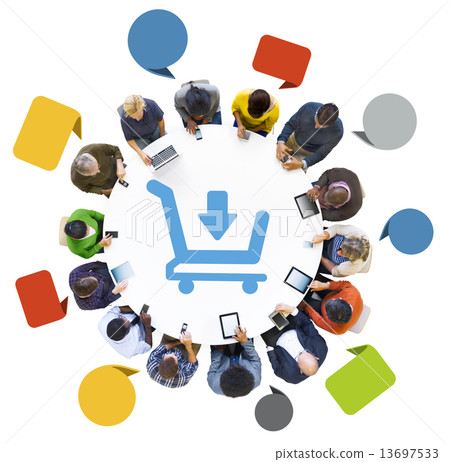 Group of People Using Digital Devices with E-Commerce 13697533