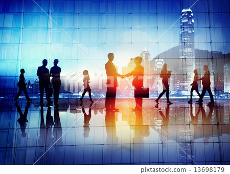 Silhouettes of Business People Working 13698179