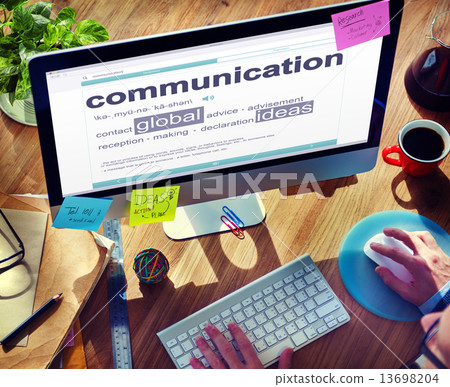 Man Reading the Definition of Communication 13698204