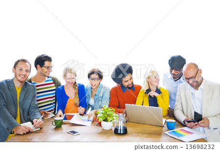 Group of Multiethnic Cheerful Designers Group of Multiethnic Cheerful Designers 13698232