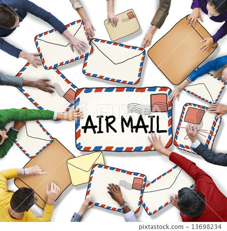 Multiethnic Group of People with Air Mail Concept Multiethnic Group of People with Air Mail Concept 13698234