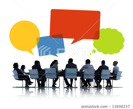 Silhouettes of Business People Discussing Silhouettes of Business People Discussing 13698237