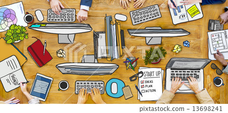 Multi-Ethnic Group of People Working Multi-Ethnic Group of People Working 13698241