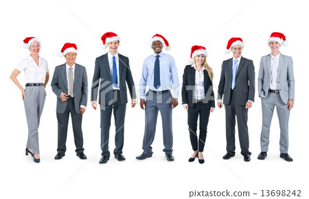 Group of Business People with Santa Cap Group of Business People with Santa Cap 13698242