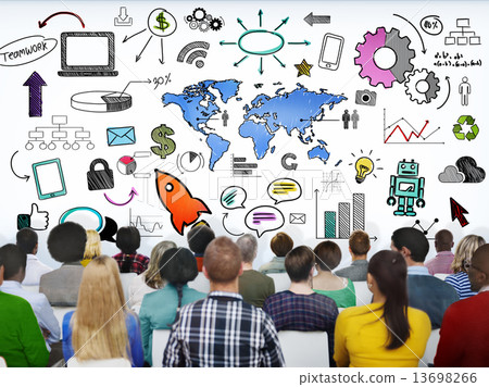Group of People in Seminar with Symbols 13698266