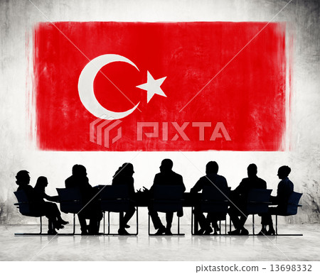 Silhouettes of Business People and a Flag of China Silhouettes of Business People and a Flag of China 13698332