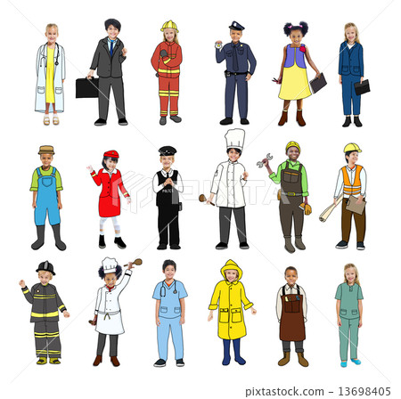 Multiethnic group of Children with Various Jobs Concepts 13698405