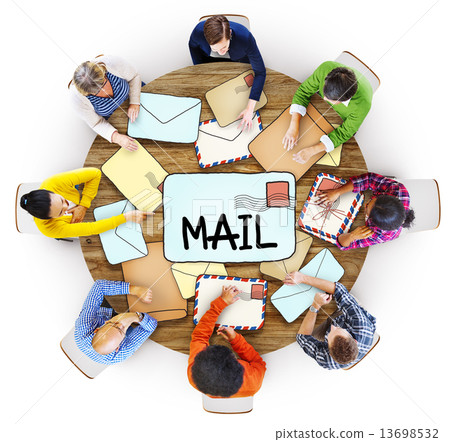 Multiethnic Group of People with Mail Concept 13698532