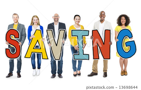 Multiethnic Group of People Holding Saving Multiethnic Group of People Holding Saving 13698644