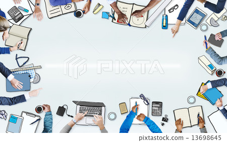 Illustration of Busy Business People Meeting Illustration of Busy Business People Meeting 13698645