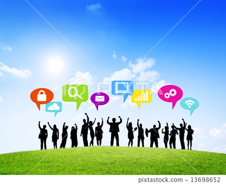 Group of Business Successful With Speech Bubbles Group of Business Successful With Speech Bubbles 13698652