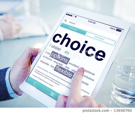 Man Reading the Definition of Choice 13698760