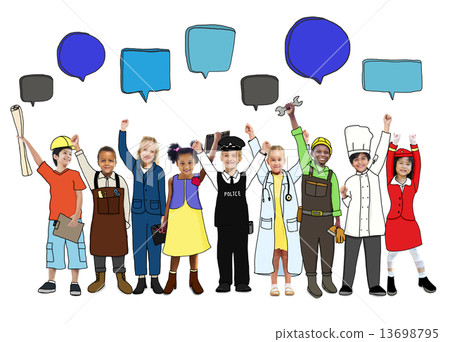 Multiethnic Group of Children with Jobs Concepts Multiethnic Group of Children with Jobs Concepts 13698795
