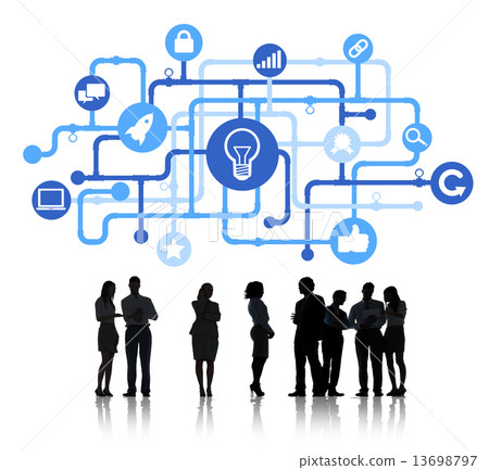 Silhouettes of Business People and Innovation Concept Silhouettes of Business People and Innovation Concept 13698797