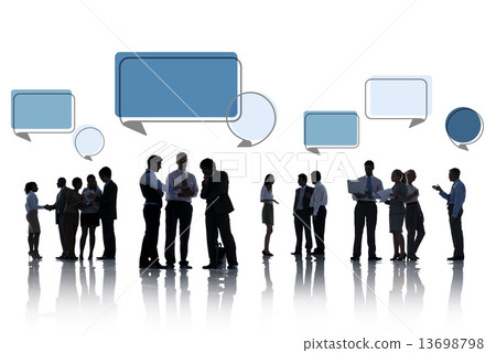Silhouette Group of Business People with Speech Bubbles 13698798