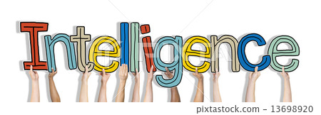 Group of Hands Holding Intelligence Word Concept Group of Hands Holding Intelligence Word Concept 13698920