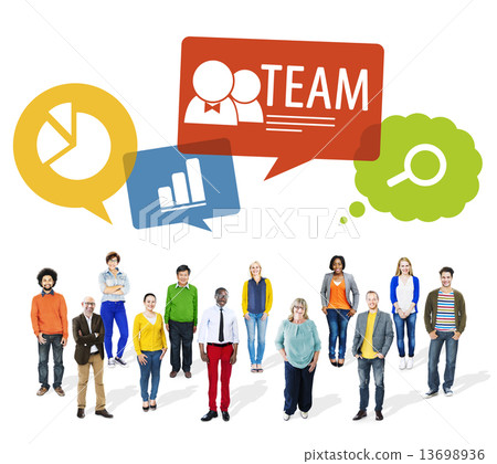 Group of Multiethnic People with Speech Bubbles 13698936