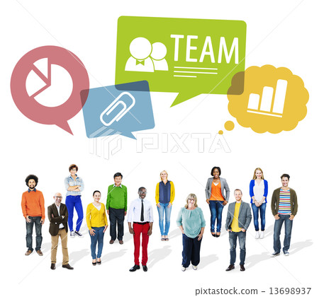 Group of Multiethnic People with Speech Bubbles Group of Multiethnic People with Speech Bubbles 13698937