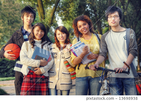 Mixed Race Students on Campus Mixed Race Students on Campus 13698938