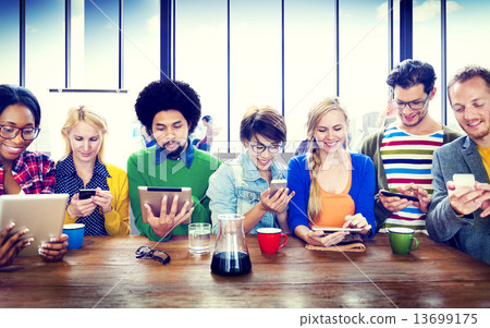 Diverse People Digital Devices Wireless Communication Concept Diverse People Digital Devices Wireless Communication Concept 13699175