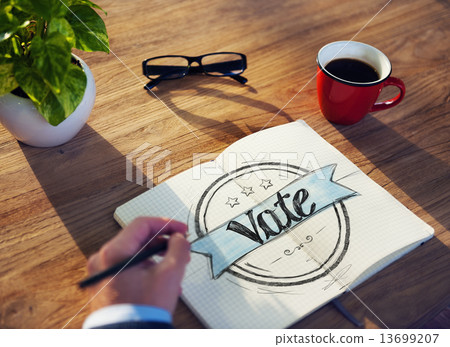 Businessman Brainstorming About Voting Businessman Brainstorming About Voting 13699207