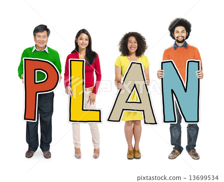 DIverse People Holding Text Plan 13699534