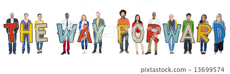 Diverse Group of People Holding Text The Way Forward 13699574