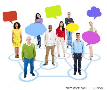 Cheerful Multi-Ethnic Group Of People Standing Individually In A Cheerful Multi-Ethnic Group Of People Standing Individually In A 13699585