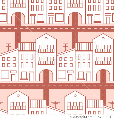 Seamless pattern with houses and streets. Seamless pattern with houses and streets. 13700491