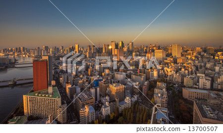 Tokyo aerial panoramic view 13700507