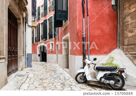 Colorful narrow street in old mediterranean town Colorful narrow street in old mediterranean town 13700884