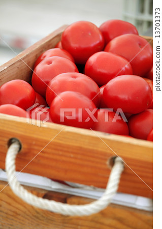 Tomato in wooden box Tomato in wooden box 13701373
