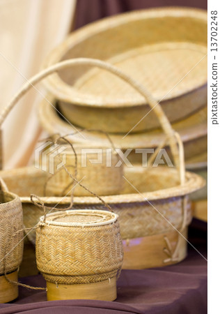 Sticky Rice Container and Wickerwork Handicraft. Sticky Rice Container and Wickerwork Handicraft. 13702248