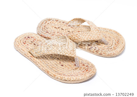 Flipflop Made By Water hyacinth Isolated On White. Flipflop Made By Water hyacinth Isolated On White. 13702249