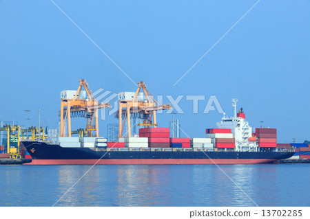 commercial ship and container on port use for import ,export and commercial ship and container on port use for import ,export and 13702285
