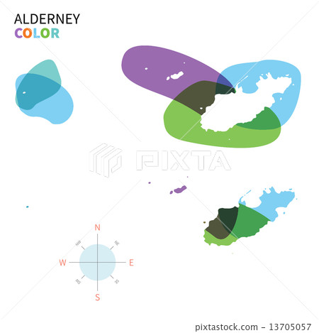 Abstract vector color map of Alderney with transparent paint effect. Abstract vector color map of Alderney with transparent paint effect. 13705057