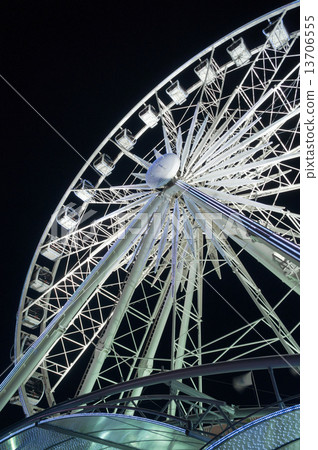 White ferris wheel at an entertainment theme park in the Cape Town Waterfront, South Africa White ferris wheel at an entertainment theme park in the Cape Town Waterfront, South Africa 13706555